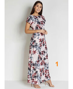 imagem de Vestido com Recorte Floral Ros Moda Evanglica